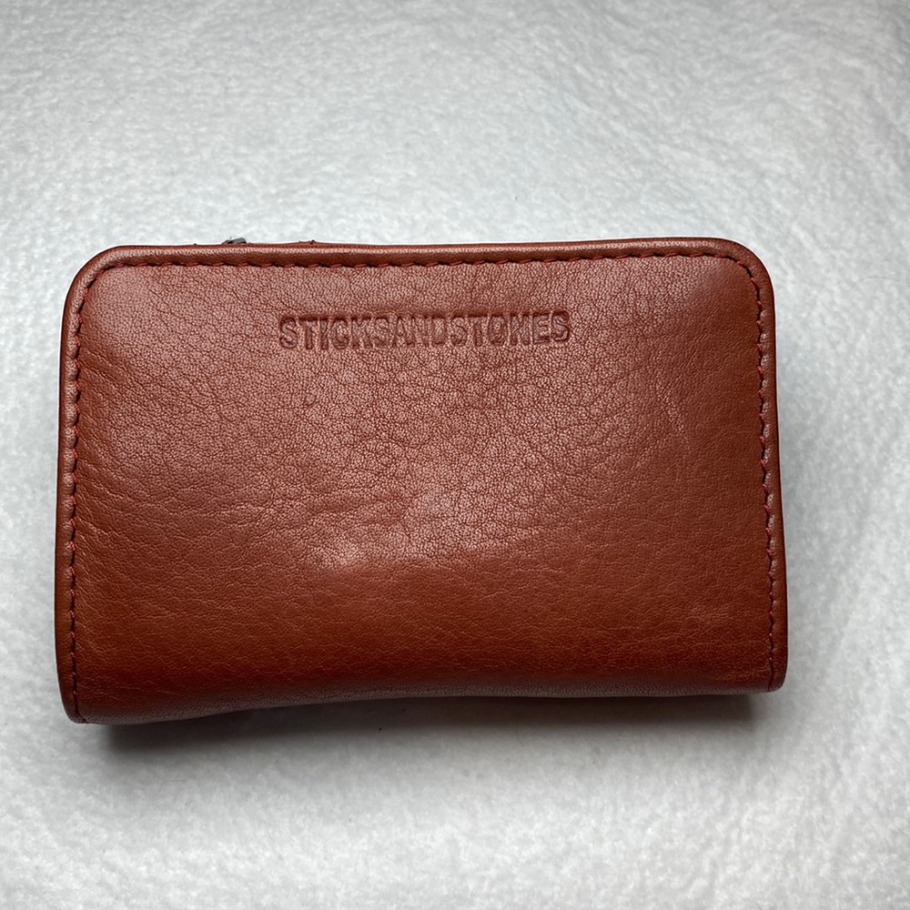 Bi-Fold Leather Wallet Red with zip for coins